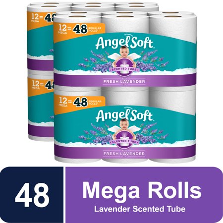 Angel Soft Toilet Paper with Fresh Lavender Scented Tube, 48 Mega Rolls = 192 Regular Rolls, 2-Ply Bath Tissue - (4 Packs of 12 Rolls per Case)