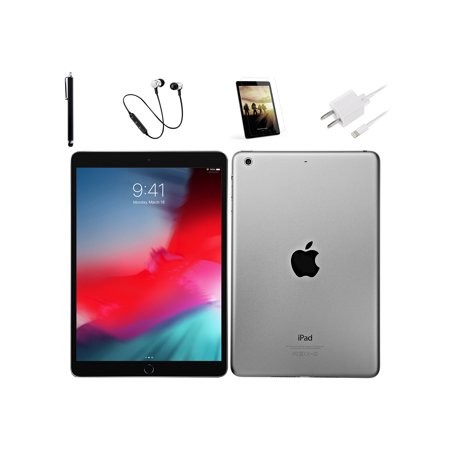 Apple 9.7-inch iPad Air 2, Wi-Fi Only, 128GB, Great Deal & Bundle: Tempered Glass,Bluetooth Headset,Stylus Pen,Rapid Charger - Space Gray[Holidays Exclusive - 1 Year Warranty Certified Pre-Owned]