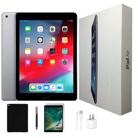 Apple iPad Air 2 64GB Space Gray Wi-Fi Only Bundle: Tempered Glass, Case, Charger & Stylus Pen Comes in Original Packaging Open Box