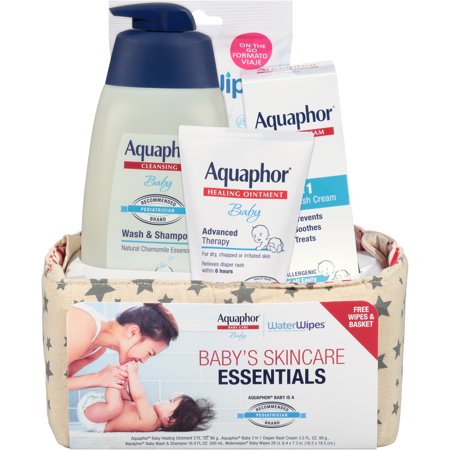 Aquaphor Baby Skincare Essentials With WaterWipes, 4 Piece Baby Gift Set