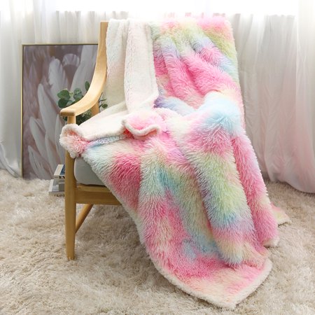 Arightex Unicorn Rainbow Fleece Long Shaggy Decorative Throw Blanket for Bed Sofa Couch Soft Pink Bed Cover Sherpa Fuzzy Blankets and Plush Throws for Kids Adults Teens Girls Women, 50" x 60"