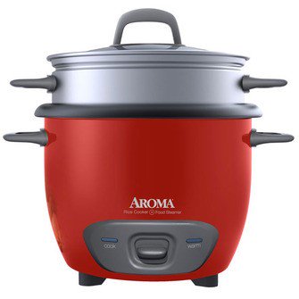 Aroma 14 Cup Non-Stick Programmable Pot Style Red Rice Cooker, 4 Piece
