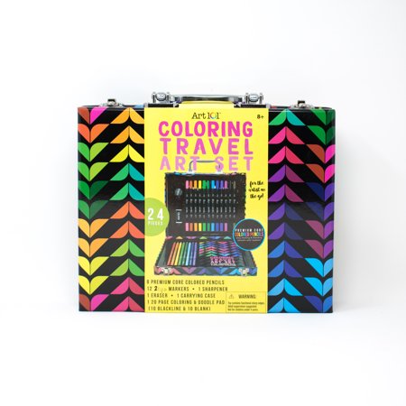 Art 101 Coloring Travel Art Set with 24 Pieces in a Colorful Carrying Case