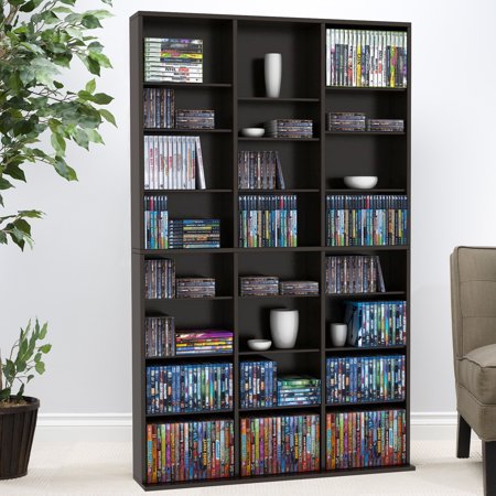 Atlantic 37"x60" Oskar Adjustable Wood Media Storage Shelf Bookcase (360 DVDs, 756 CDs), Espresso