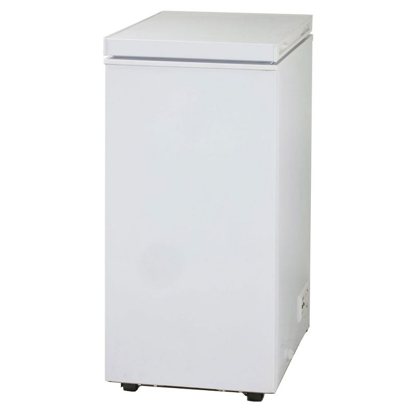 Avanti CF24Q0W 2.5 Cubic Foot Mini Compact Upright Chest Deep Freezer w/ Flip Up Lid & Storage Basket for Dorm, Apartment, RV, Home, or Office, White