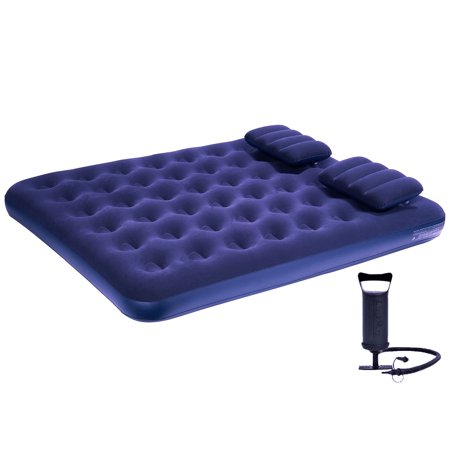 AVENLI Queen Size Inflatable Camping Bed Flocking Air Mattress with Pump and Two Pillows