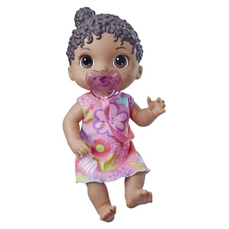 Baby Alive Baby Lil Sounds: Interactive Black Hair Baby Doll, Includes Dress and Pacifier