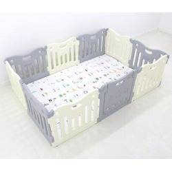 Baby Care Baby Playpen Safety Gate Plastic in Gray/White, Size 24.8 H x 57.9 W x 86.2 D in | Wayfair BP-003