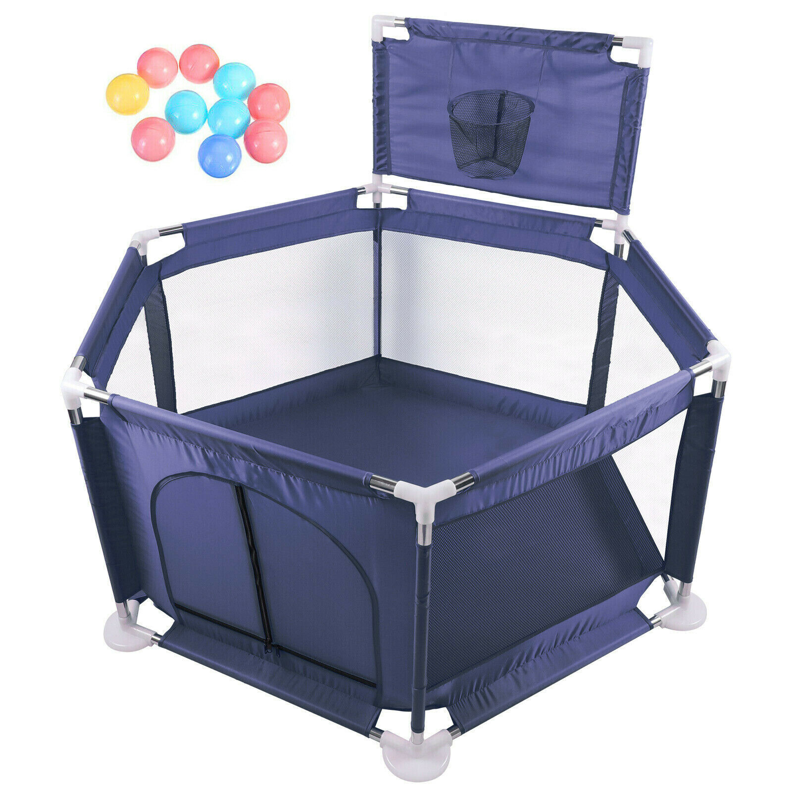 Baby Kids Playpen Fence Safety Foldable Activity Center Play Yard Oxford 10 Ball