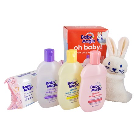 Baby Magic Oh Baby! Gift Set, Gentle Lotion and Hair and Body Wash, Calming Baby Bath, Unscented Wipes