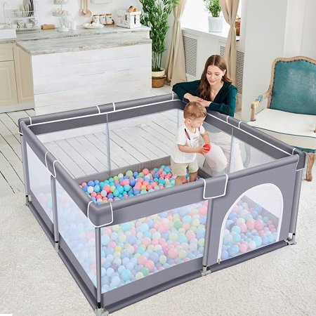 Baby Playpen, Large Safety Play Center Yards, Kids Play Pen Activity with Super Soft Mesh, Sturdy Fence Play Area for Toddlers, 36x36x27inch