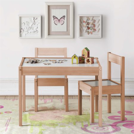 Baby Relax Hunter 3-Piece Kiddy Table & Chair Kids Set, Natural/White