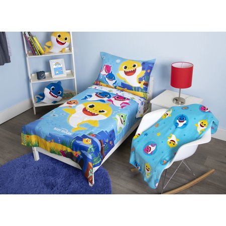 Baby Shark 5-Piece Toddler Bedding and Plush Blanket Bundle Set