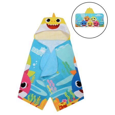 Baby Shark Kids Hooded Bath Towel, Cotton, Blue, Pinkfong