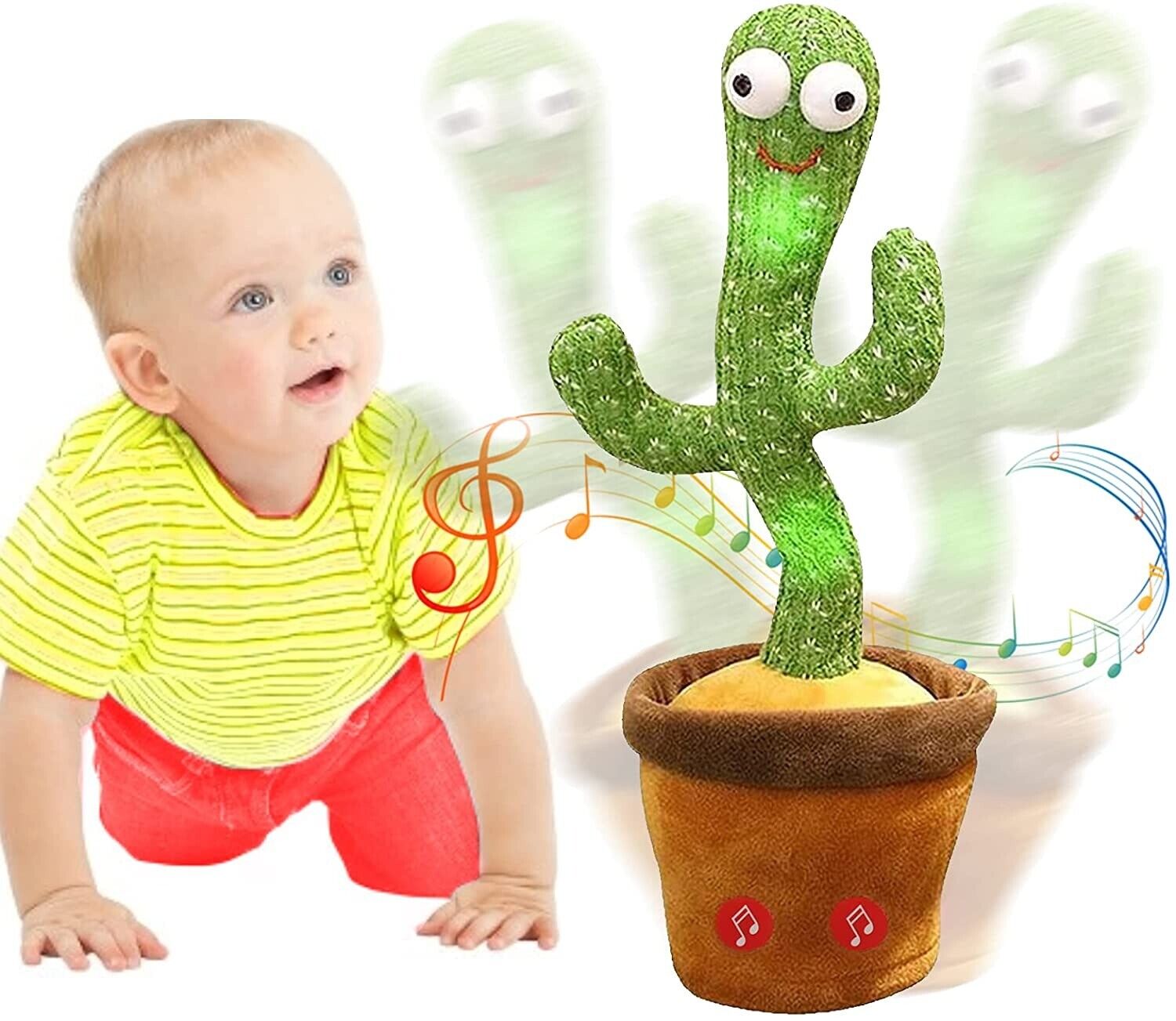 Baby Toy Electric Dancing Cactus Plush Stuffed Music Light Toys Repeat Voice