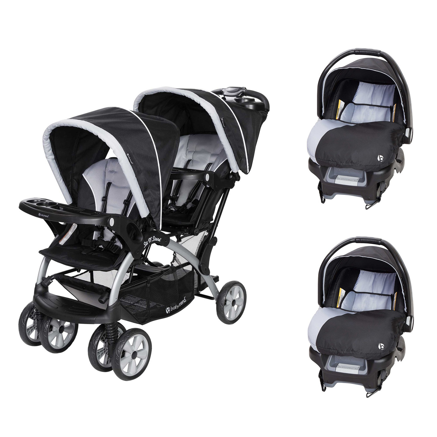 Baby Trend Sit N Stand Tandem Stroller + Car Seats (2) Travel System, Stormy HOT DEAL AT WALMART!