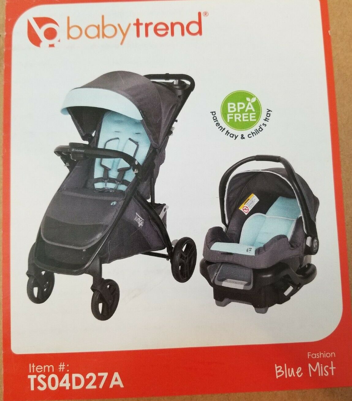 Baby Trend Tango Travel System Stroller Car Seat Blue Mist, New - Box Distress