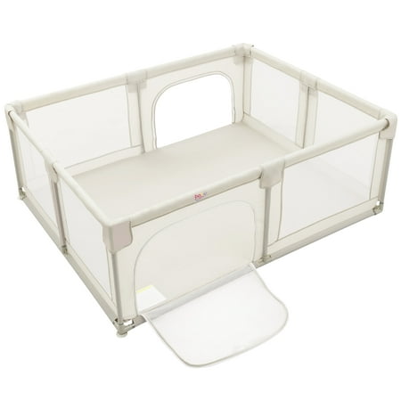 Babyjoy Playpen Extra Large Unisex Kids Baby Activity Center Safety Play Yard With Gate Beige