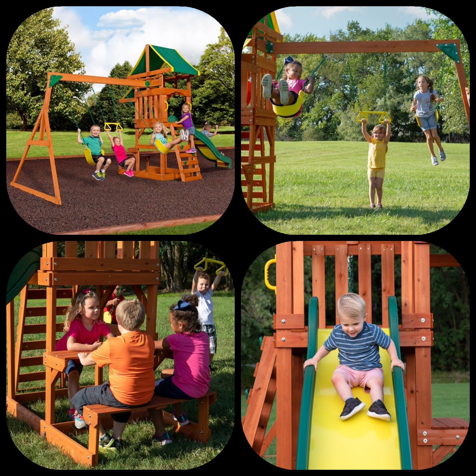 Backyard Discovery Tucson Cedar Wooden Swing Set, Kids Outdoor Slide, Playground