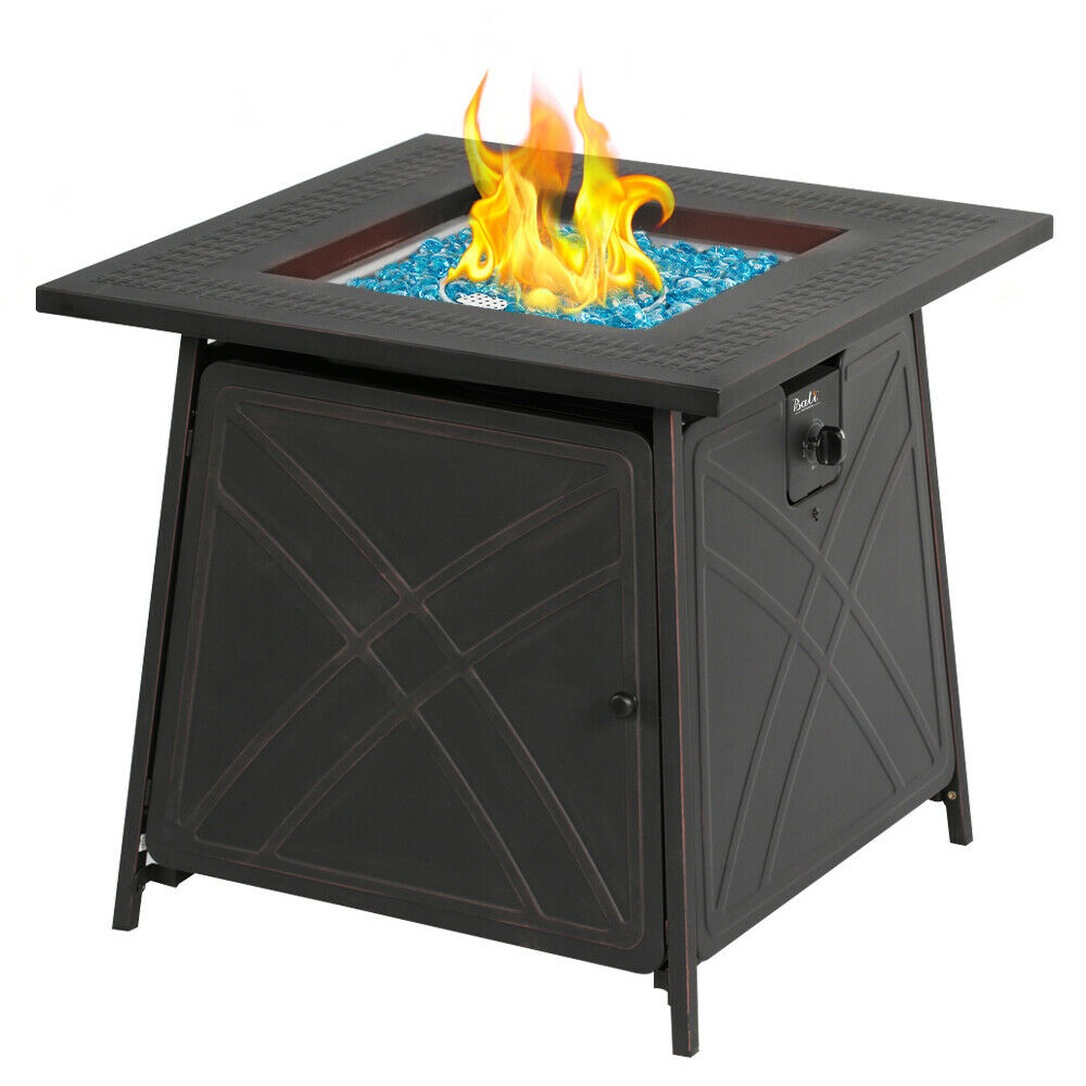 Bali Outdoor Propane Fire Pit Patio Gas Table 28" Square Fireplace 50,000BTU US