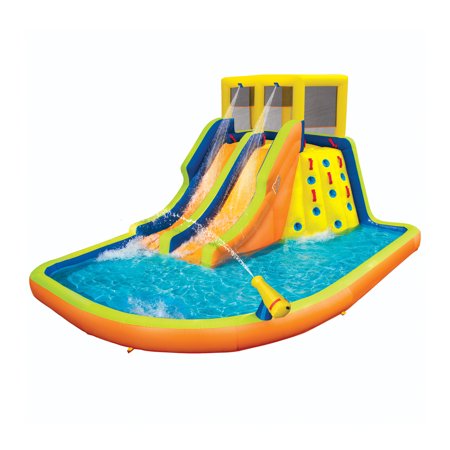 Banzai Double Drench Water Park, Length: 15 ft, Width: 11 ft 5 in, Height: 8 ft 4 in, Inflatable Outdoor Backyard Water Slide Splash Toy