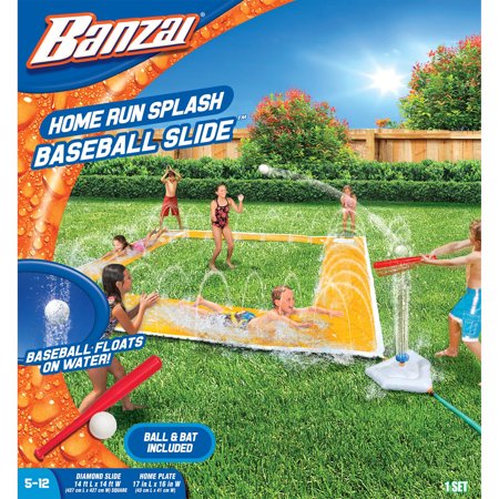 Banzai Home Run Splash Baseball (Racing Slide, Bat, Inflatable Home Plate, Sprinklers)