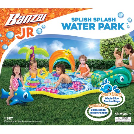 Banzai Jr. Splish Splash Water Park Outdoor Baby Splash Mat & Sprinkler, Ages 18 Months & Up, Unisex