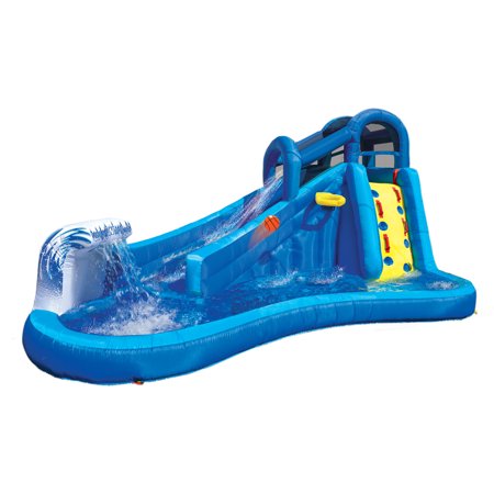 Banzai Surf N' Splash Water Park, Length: 14 ft 5 in, Width: 10 ft 7 in, Height: 7 ft 11 in, Inflatable Outdoor Backyard Water Slide Splash Toy