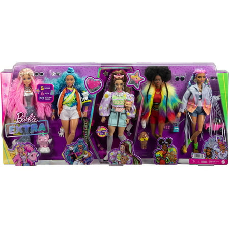 Barbie Extra 5-Doll Set with 6 Pets Walmart Sale