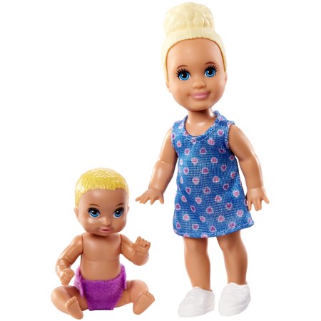 Barbie Skipper Babysitters Inc. Dolls, 2 Pack of Sibling Dolls Includes Small Toddler Doll & Baby Doll Figure in Diaper for 3 to 7 Year Olds