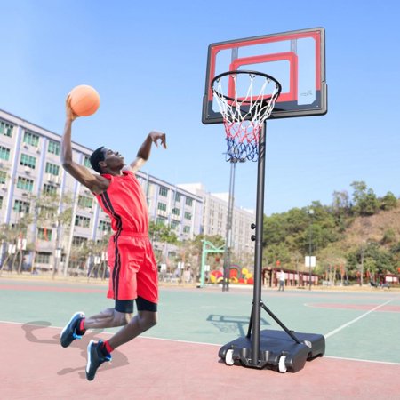 Basketball hoop Outdoor 1269 Pro Court Height Adjustable Portable Basketball System， 33 Inch Backboard