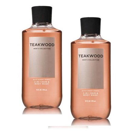 Bath and Body Works, Signature Collection Teakwood 2-in-1 Hair + Body Wash (2 Pack)