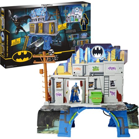 Batman 3-in-1 Batcave Playset with Exclusive 4-inch Batman Action Figure and Battle Armor