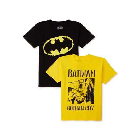 Batman Boys Gotham City and Logo Graphic T-Shirt, 2-Pack, Sizes 4-18