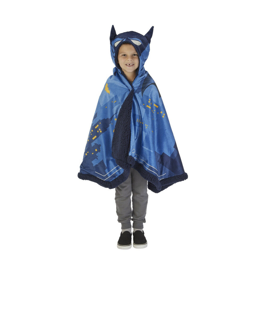 Batman Kids Microfiber Sherpa Snuggle Wrap Hoodie Blanket