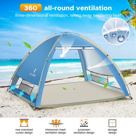 Beach Tent Beach Umbrella Sun Shelter Cabana Canopy Automatic Portable by Alvantor, Tents for Camping Outdoor Family Tents, 86.6"x74.8"x51.2", Blue