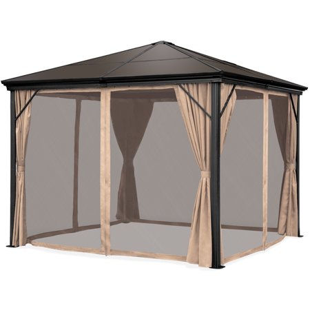 Best Choice Products 10x10ft Hardtop Gazebo, Outdoor Aluminum Canopy for Backyard, Garden w/ Side Curtains, Netting