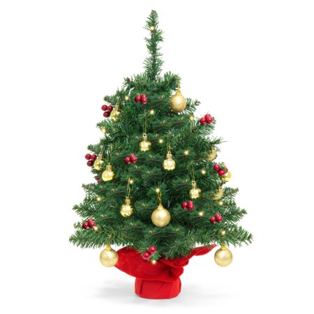 Best Choice Products 22in Pre-Lit Tabletop Artificial Christmas Tree in Green with LED Lights, Berries, Ornaments