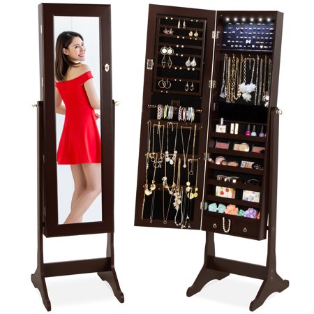 6-Tier Full Length Standing Mirrored Lockable Jewelry Armoire HUGE PRICE DROP!