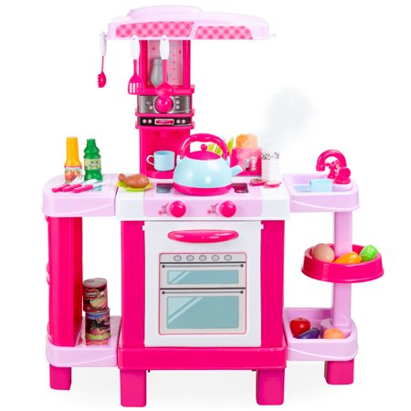 Best Choice Products Pretend Play Kitchen Toy Set for Kids with Water Vapor Teapot, 34 Accessories, Sounds