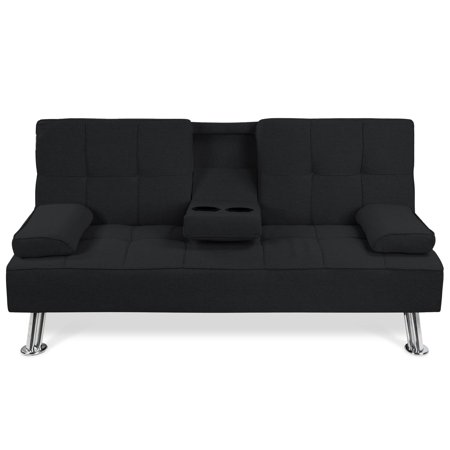 Best Choice Products Sofa Bed with Cupholders, Black