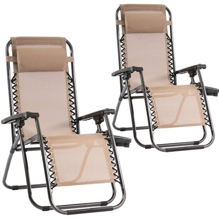BestMassage 2 Pack Utility Tray Steel Zero-Gravity Chair - Brown and Black