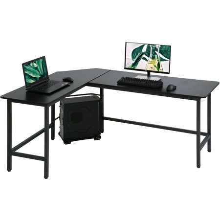 BestOffice L-Shaped Corner Gaming Desk, Black