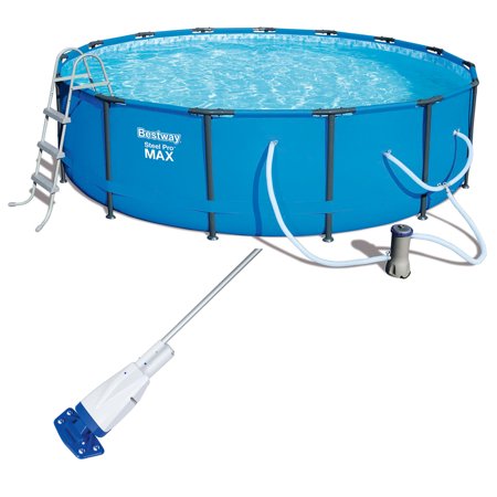 Bestway 15ft x 42in Steel Pro Max Round Frame Above Ground Pool and Vacuum