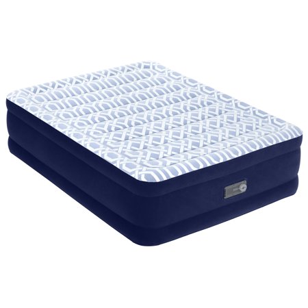 Bestway Fashion Flock 20 inch Queen Air Mattress with Built-in Pump and Antimicrobial Coating