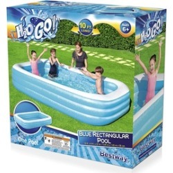 Bestway H2OGO Rectangular Inflatable Set 10ft x 22in Above Ground Pool Summer Play Outdoor Play Unisex Child in Blue