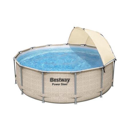 Bestway Power Steel 13' x 42" Round Above Ground Pool Set with Canopy