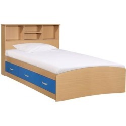 Better Home Products California Wooden Twin Captains Bed in Beech and Blue - Better Home Products 616859964747