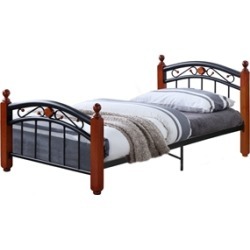 Better Home Products Lexus Metal Bed Frame with Headboard & Footboard in Cherry