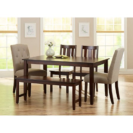 Better Homes and Gardens 6-Piece Dining Set, Mocha/Beige